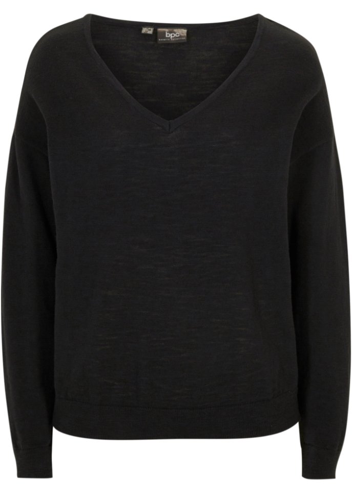 Leichter Strickpullover mit V-Ausschnitt aus Baumwolle