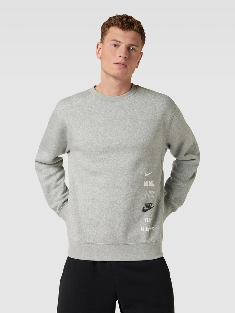 Sweatshirt mit Label-Print Modell 'CLUB' in hellgrau meliert