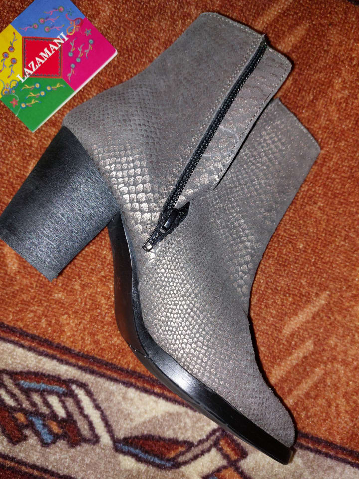 Lazamani Leder-Stiefeletten in Silber günstig kaufen 36