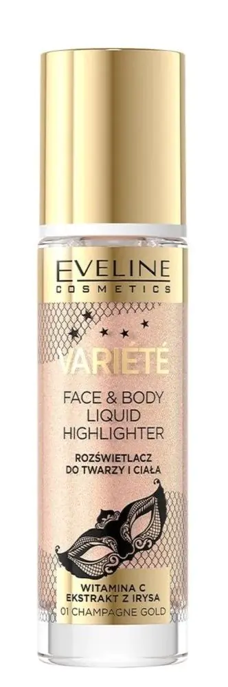 „Eveline Variete“ skystas švytėjimo suteikiantis veido ir kūno losjonas „01 Champagne Gold“