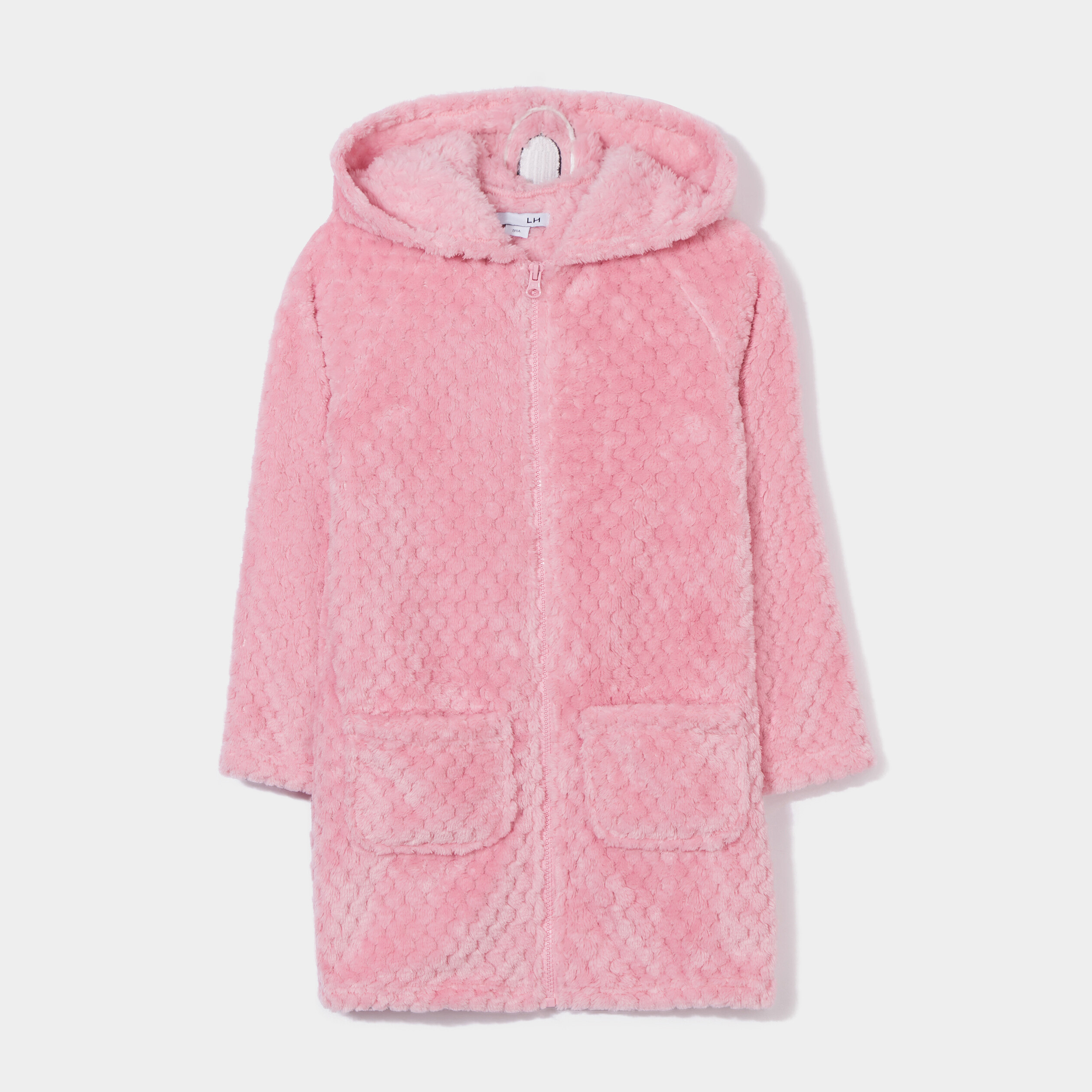 Peignoir pilou zippé à capuche rose fille | La Halle
