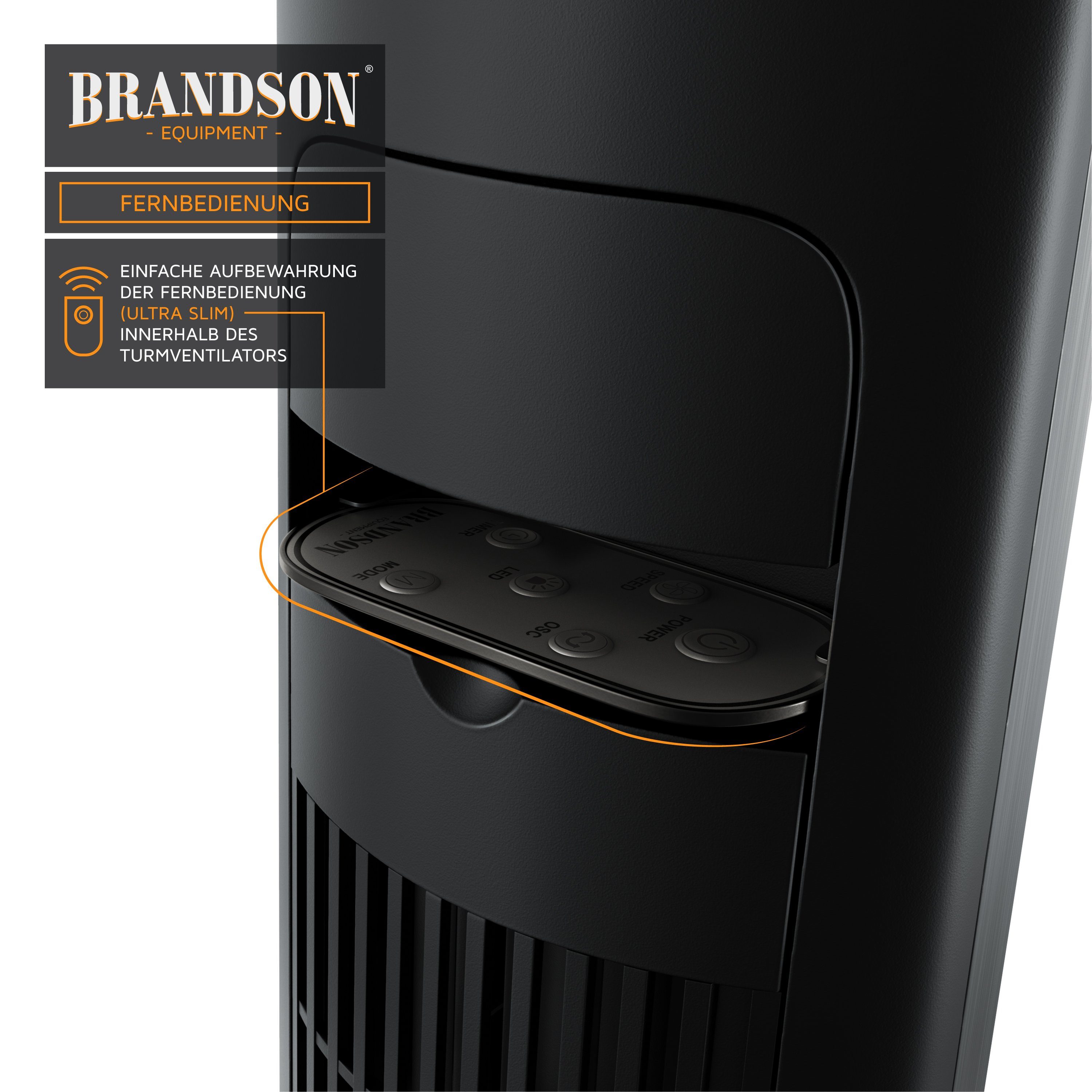 Brandson Turmventilator, Fernbedienung, 10° neigbar, Oszillation, 4 Modi, Standventilator 108cm