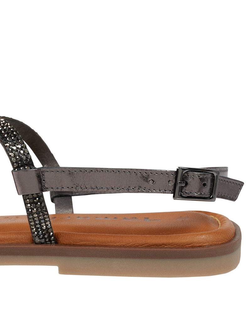 Sandalen mit Strasssteinen in anthrazit