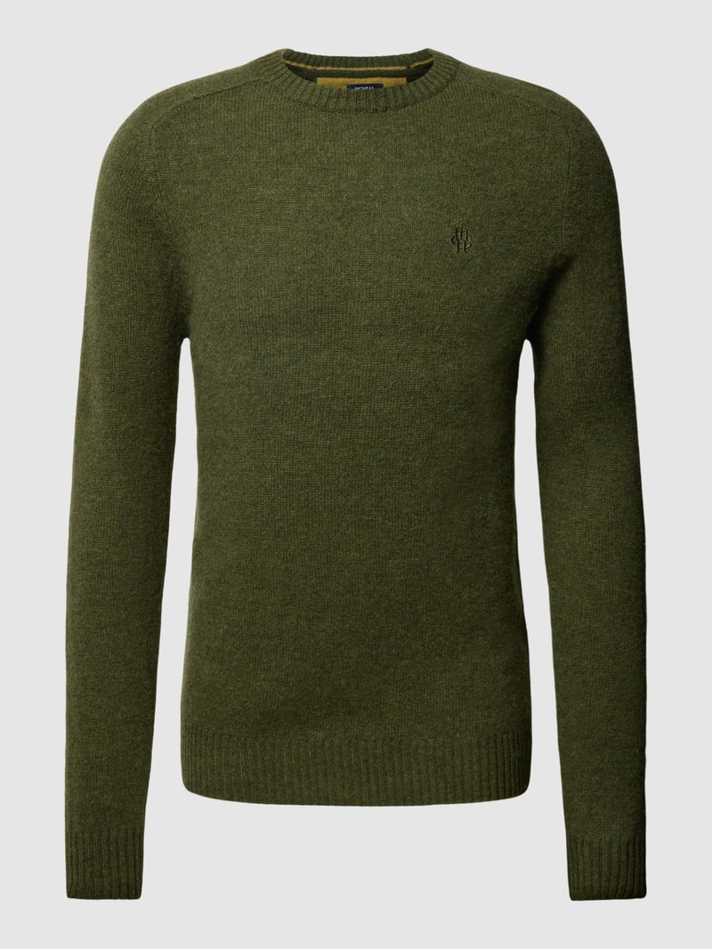 Strickpullover aus Lammwolle Modell 'TANGUY' in olivgrün meliert
