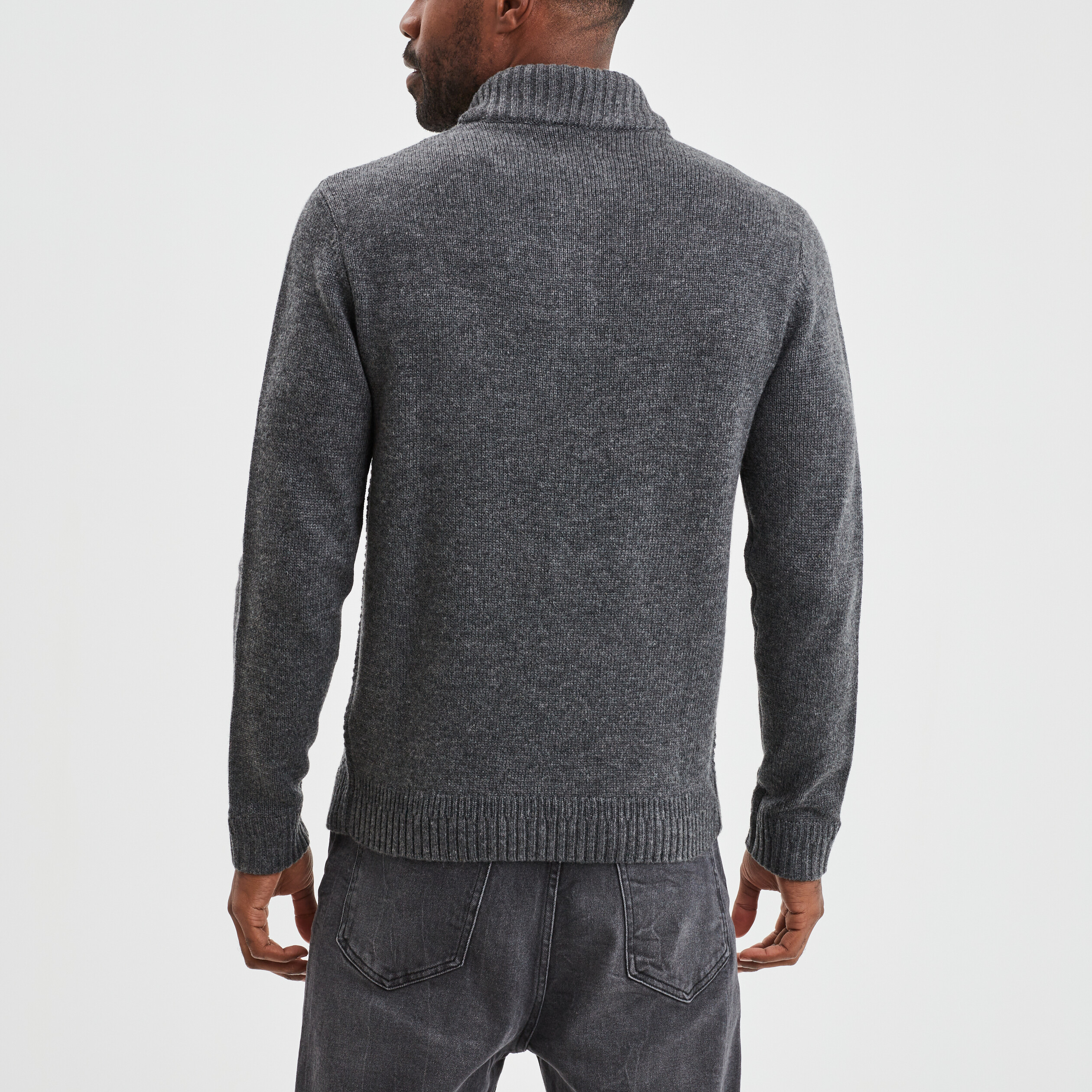 Pull camionneur boutonné gris foncé homme | La Halle