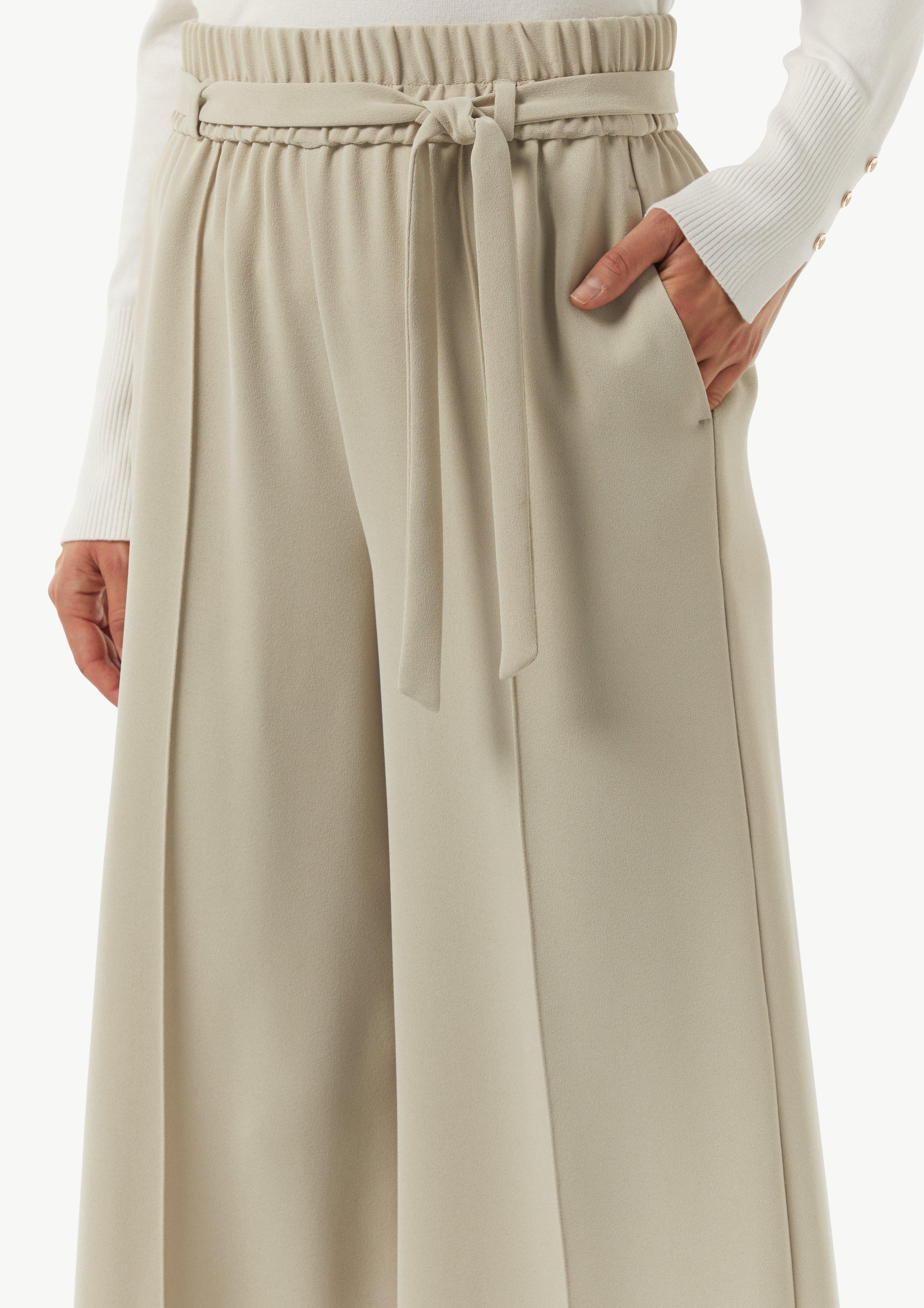 Schlupfhose mit High Rise und weitem Bein - beige
