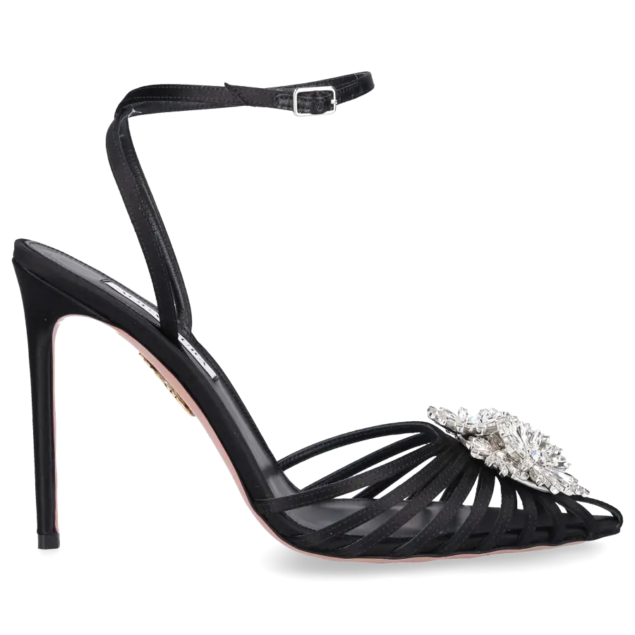 Aquazzura - Pumps CRYSTAL MARGARITA 105 Satin - schwarz