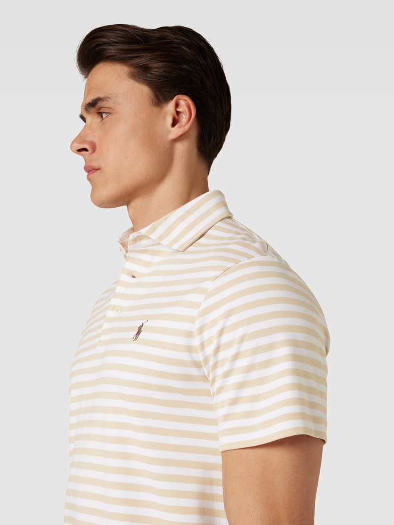 Poloshirt mit Logo-Stitching in beige
