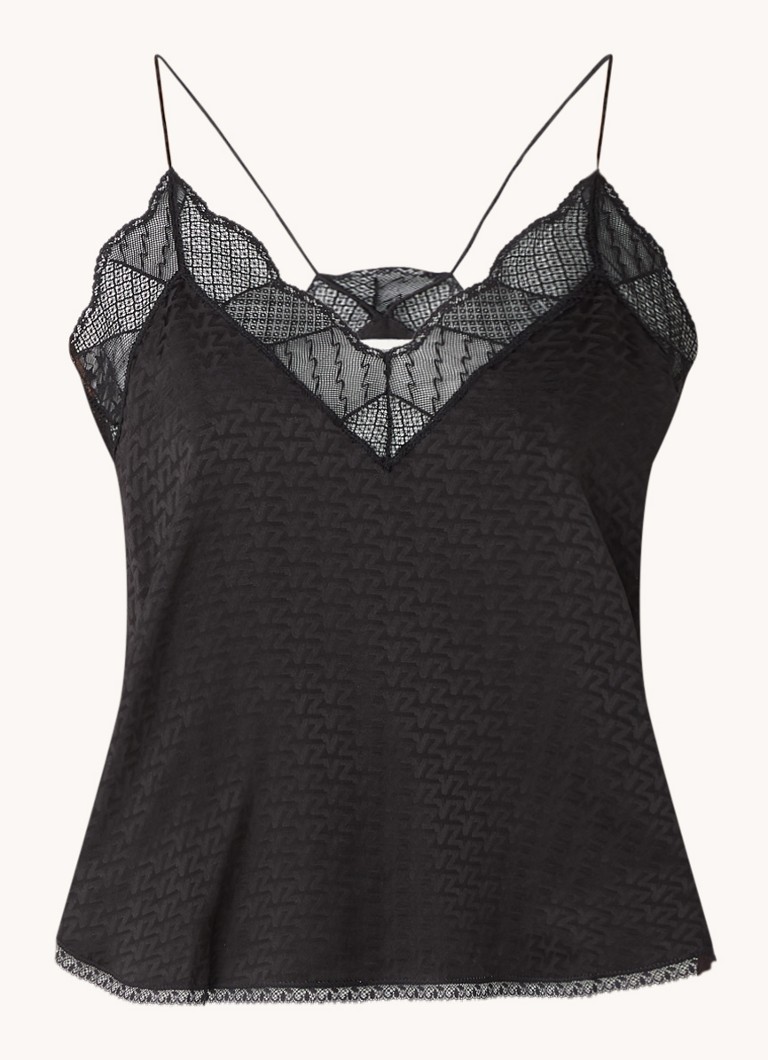 Hedvábný top Christy z bavlněného bavlny s potiskem žakárového loga Zadig&Voltaire