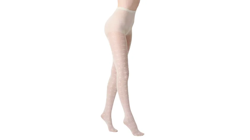 OROBLU Damen Feinstrumpfhose Jacquard Lace Tights 40 DEN Z04 Ivory