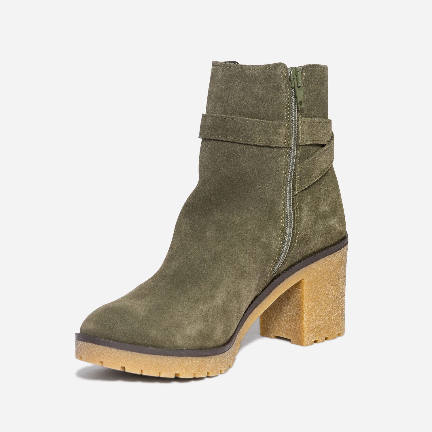 Boots TEXTO kaki éco-conçu en cuir velours