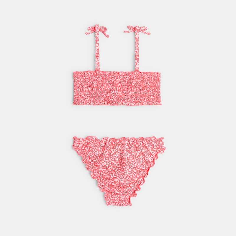 Maillot de bain 2 pièces à fleurs rose fille