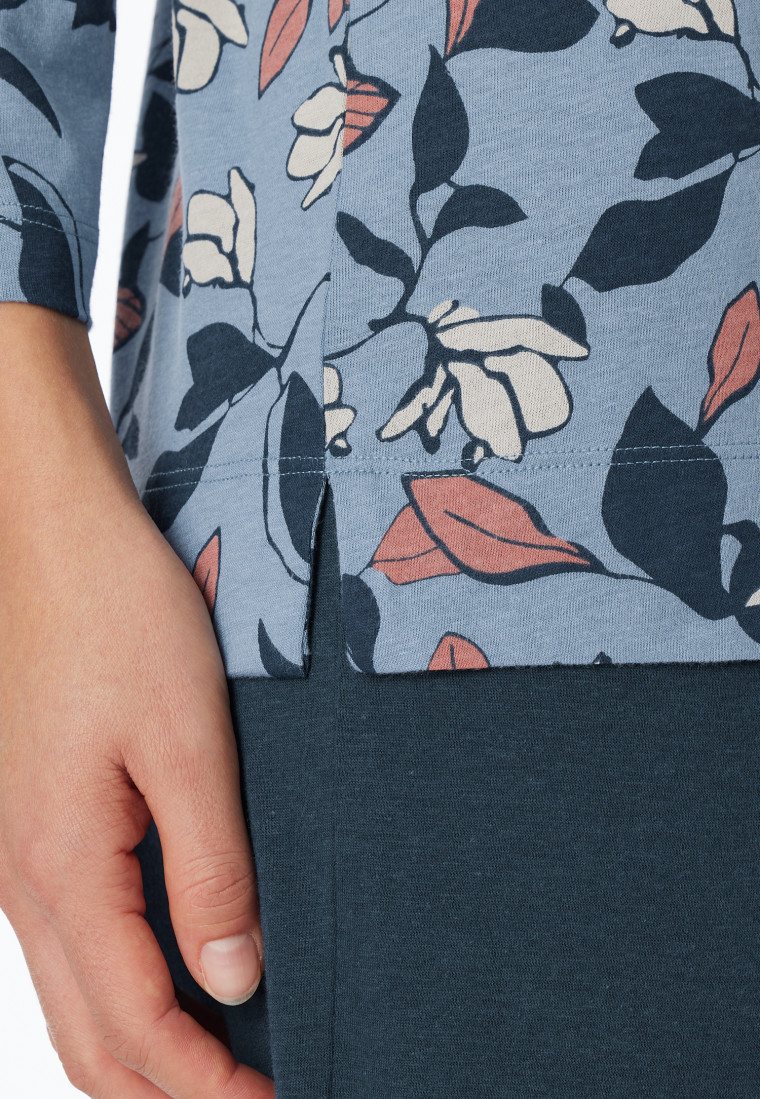 Schlafanzug 3/4-lang blaugrau gemustert - Comfort Nightwear