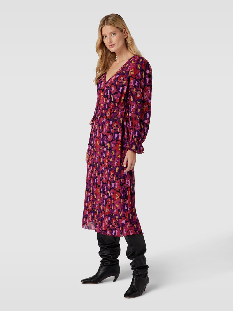 Midikleid mit Allover-Muster Modell 'Pauline' in hellrot