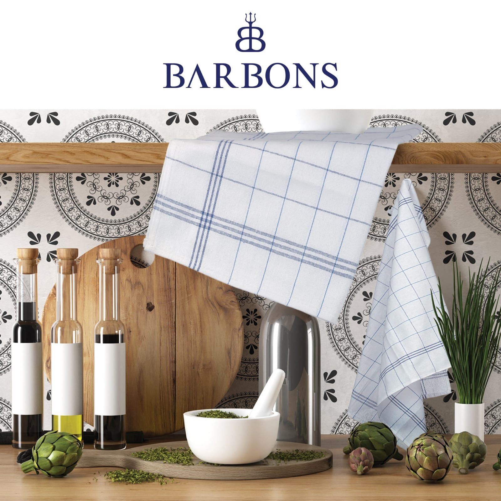 BARBONS Geschirrtuch Geschirrtücher, Allzweck Tücher, Trockentuch, (10 er, 10-tlg), Premium Qualität, 100% Baumwolle, Blau