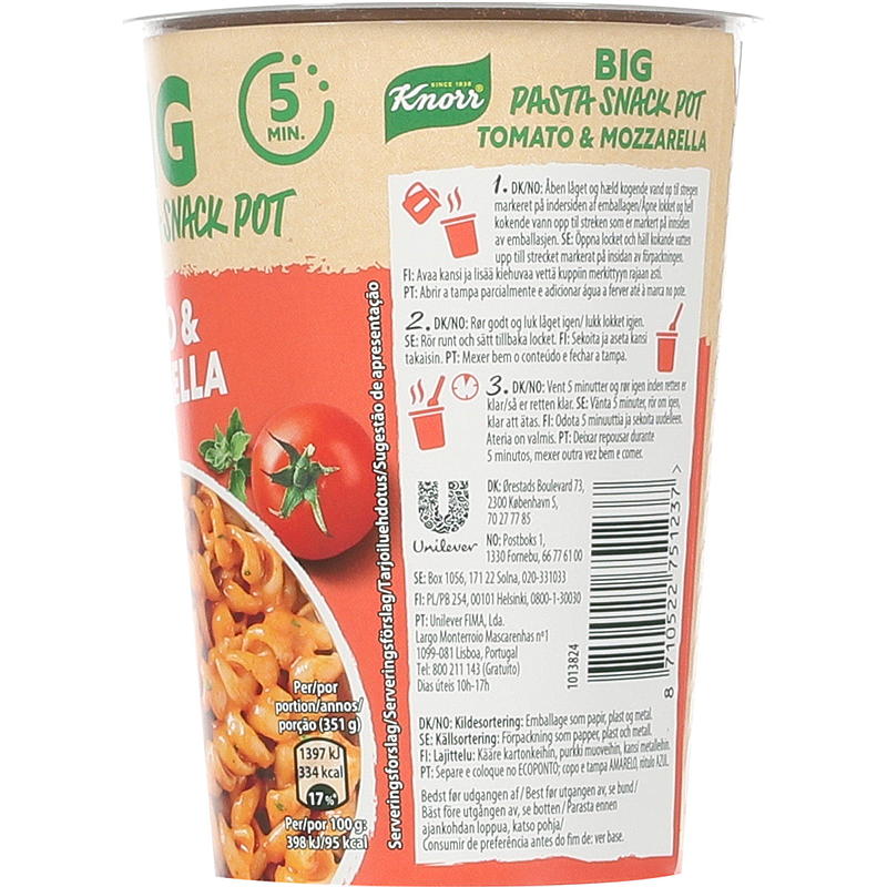 Knorr Tomat & mozzarella big snack pot 93 g Knorr