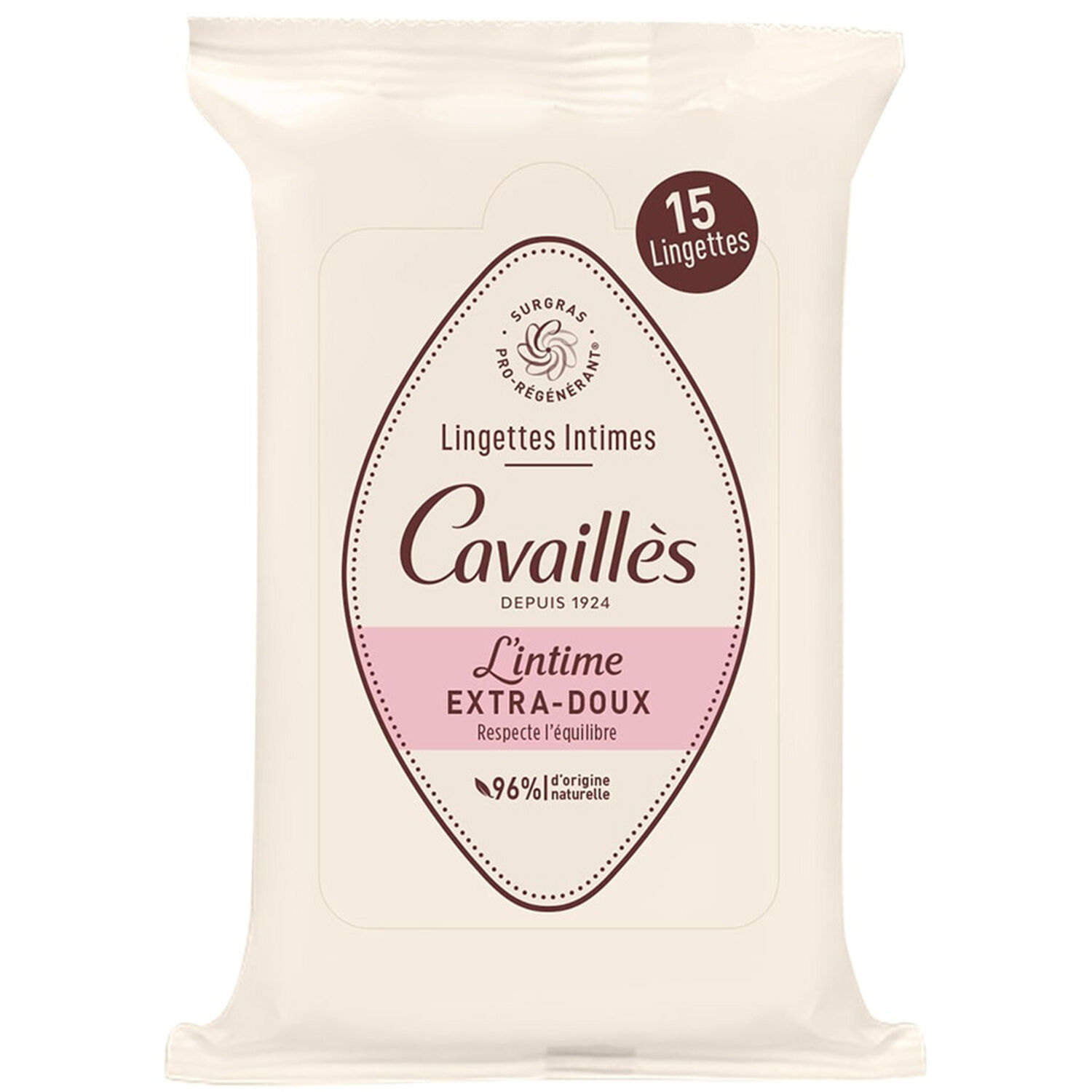 Cavaillès L'intime Extra-Doux Lingettes Hygiène Intime x15