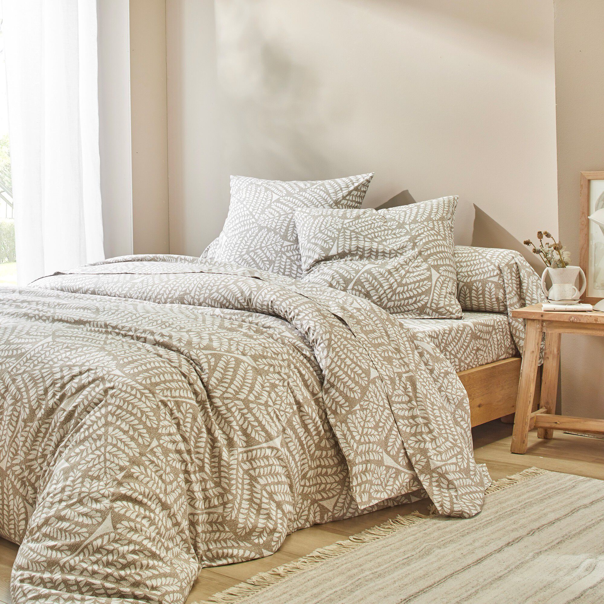 Linge de lit Sophia imprimé feuillage bicolore
