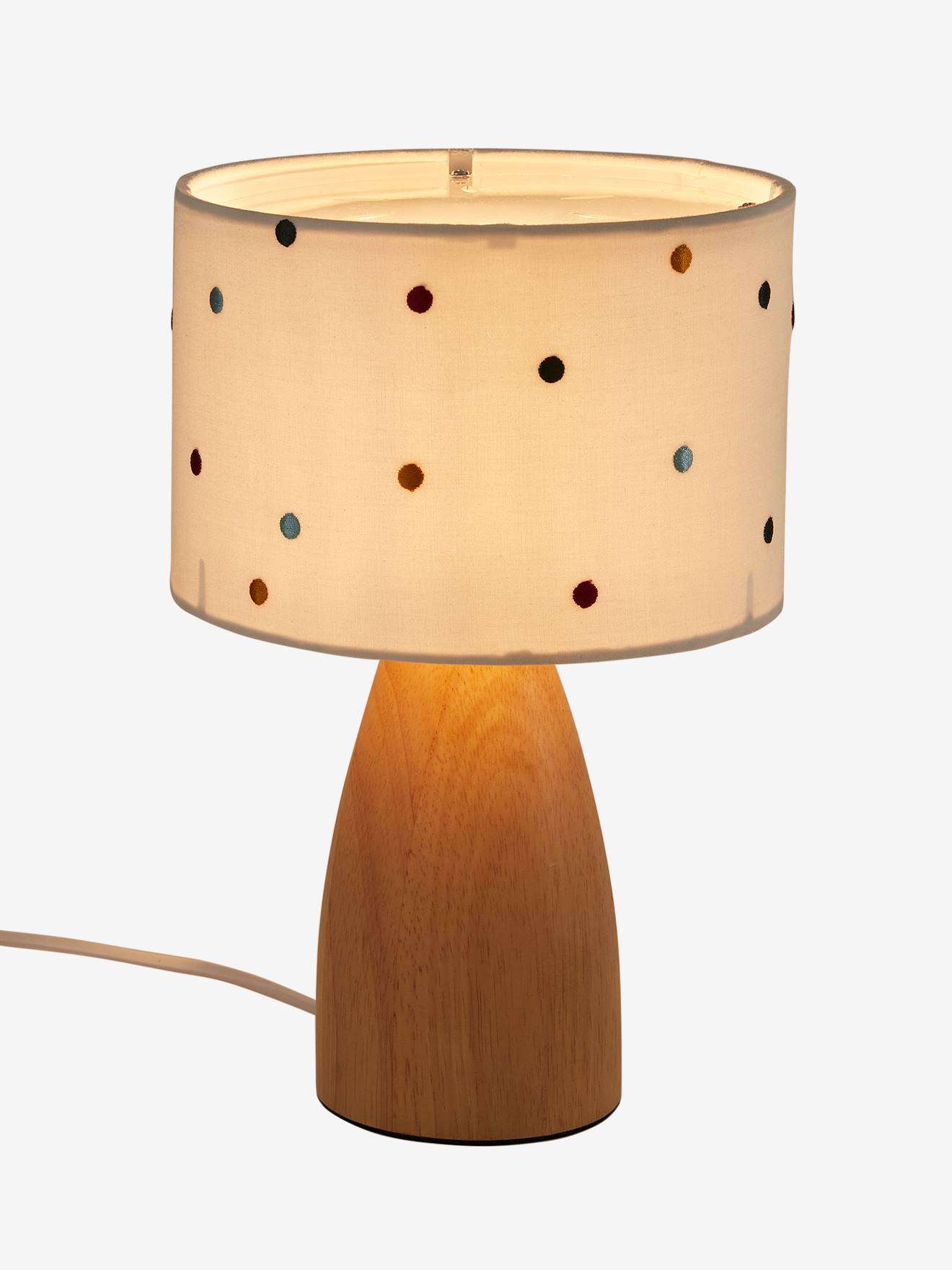 Lampe de chevet pois brodés beige / multicolore
