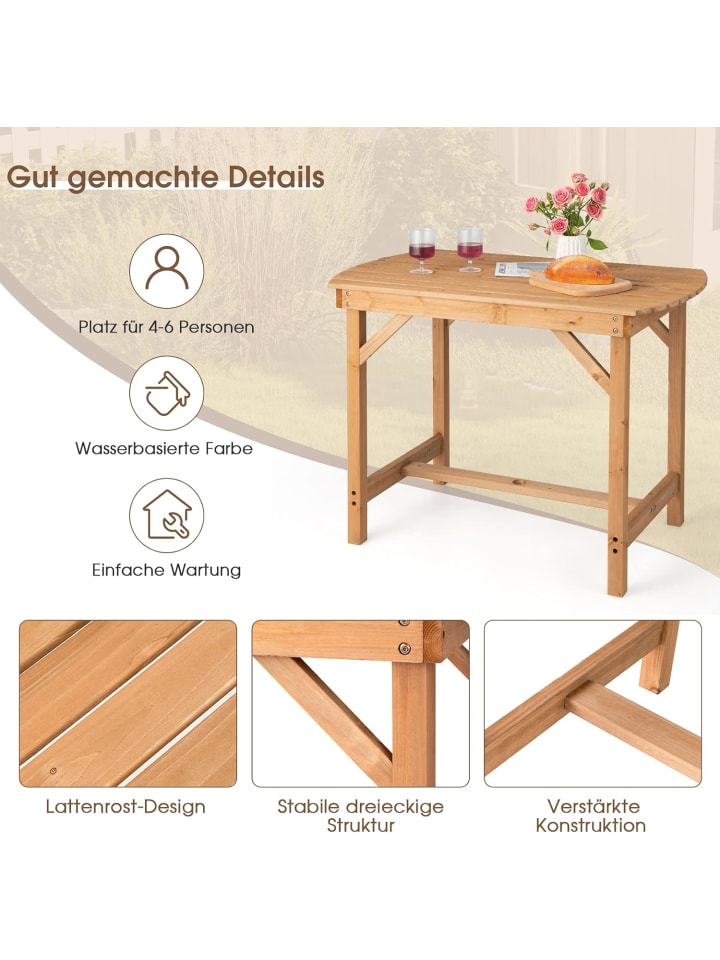COSTWAY Gartentisch 100cm in Beige günstig kaufen onesize