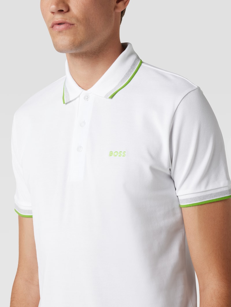 Regular Fit Poloshirt mit Label-Stitching Modell 'Paddy' in weiß