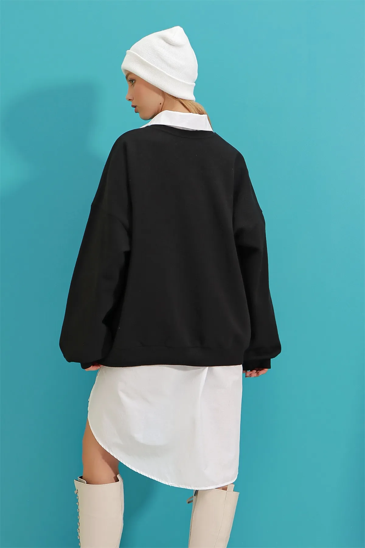 Trend Alaçatı Stili  Sweatshirt - Schwarz - Oversized