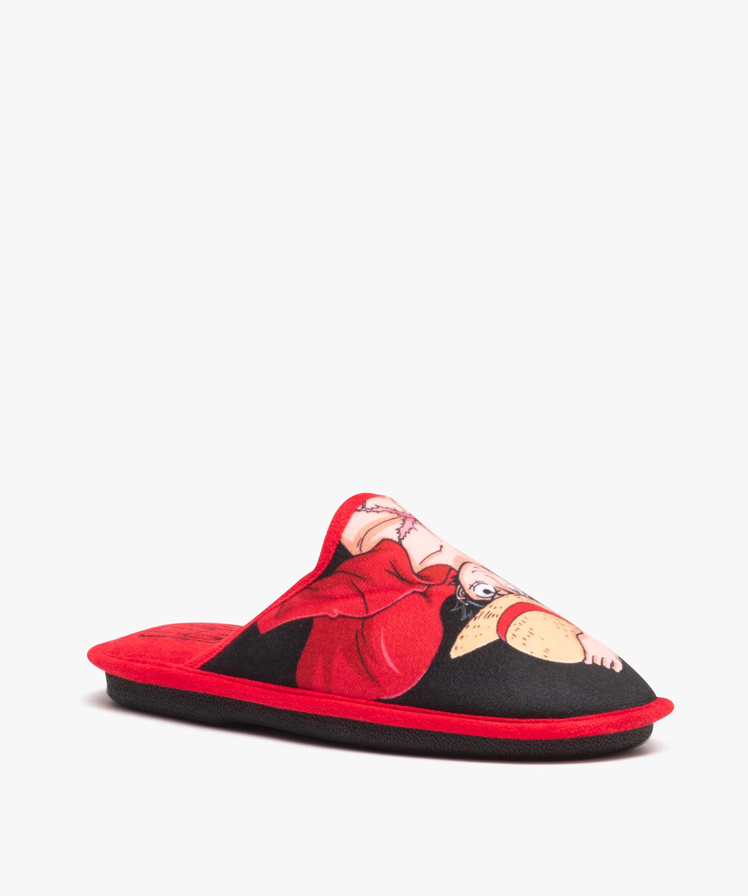 Chaussons homme mules plates en velours - One Piece rouge | GEMO