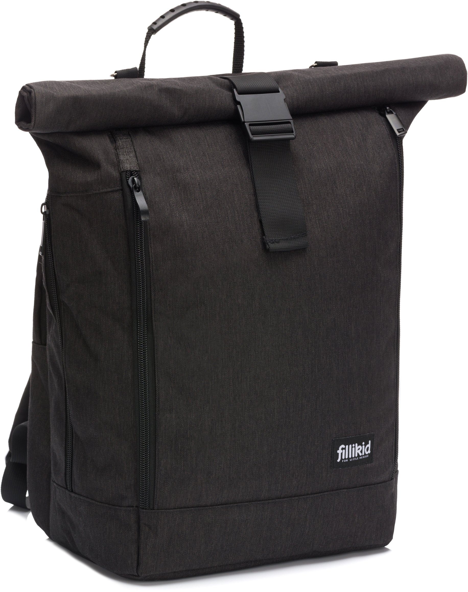 Fillikid Wickelrucksack Dublin, schwarz, mit Wickelauflage