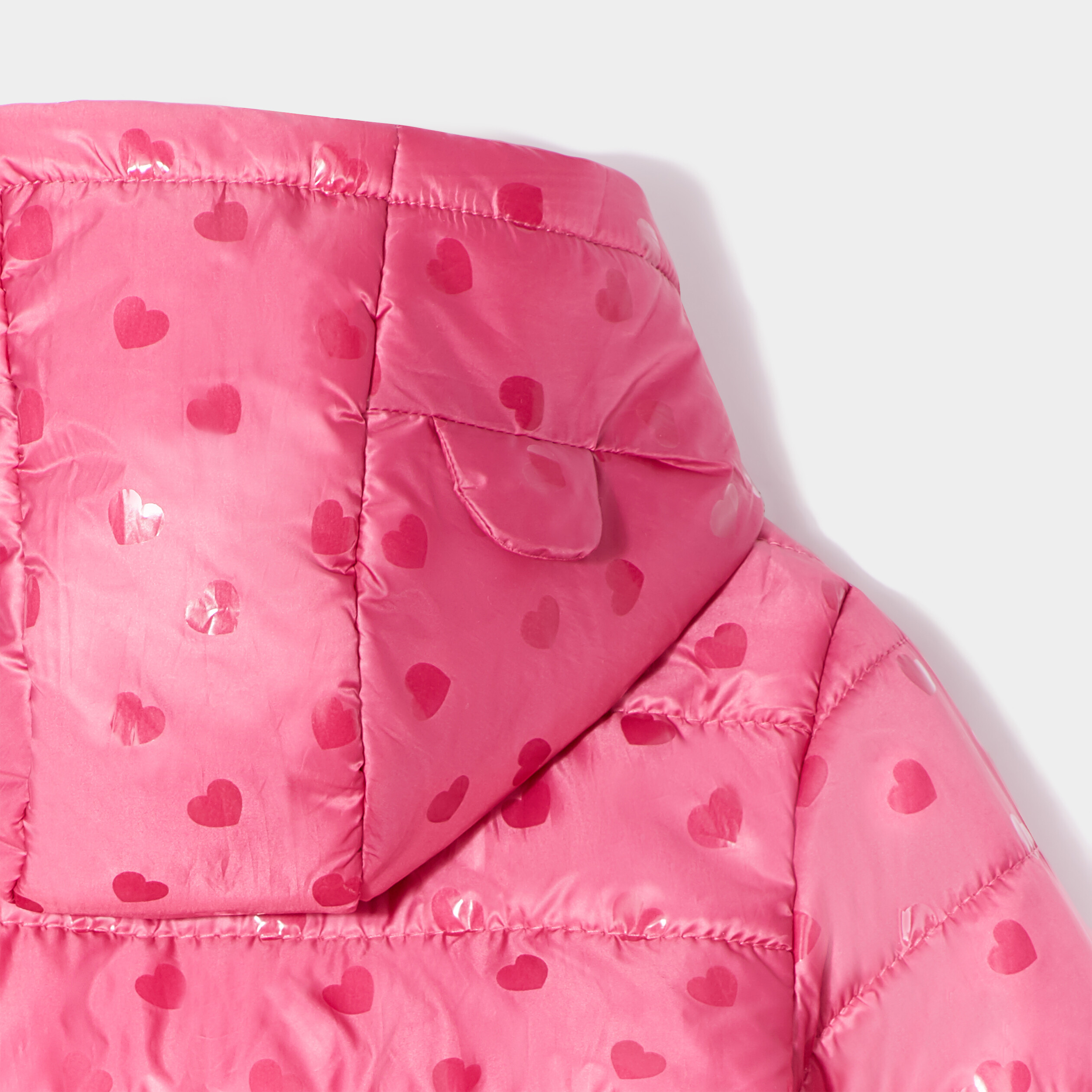 Doudoune oversize zippée à capuche vieux rose bébé fille | La Halle
