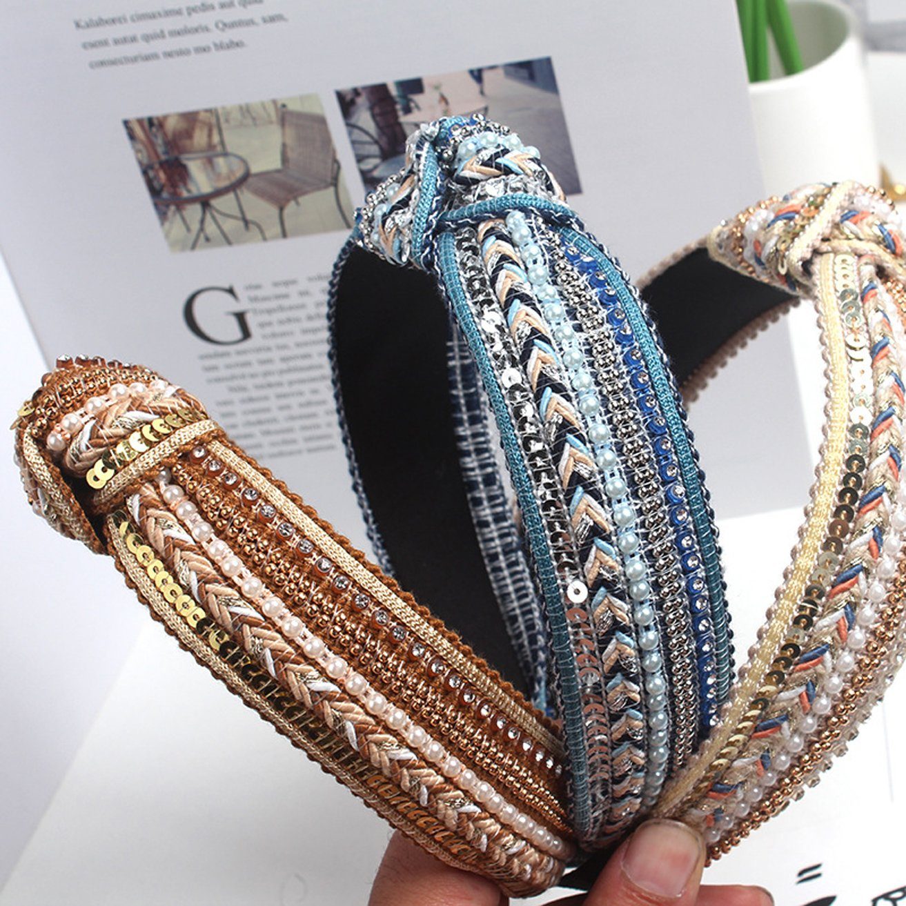 HOHEA H Haarband Haarband Damen Winter, Haarband Schminken, Haarband Mädchen, 1-tlg., Haare mit Blau, ein Geschenk einer Dame geben, Haarband Mhdchen, Haarband Kosmetik, Sommerhaarband