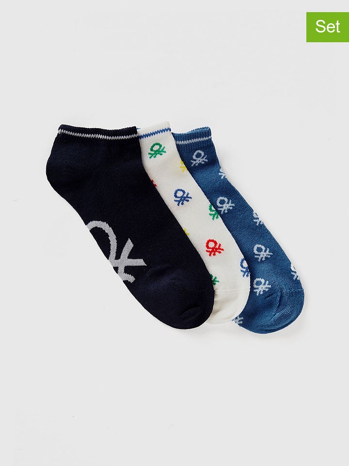 Benetton 3er-Set: Socken in Blau/ Weiß günstig kaufen
