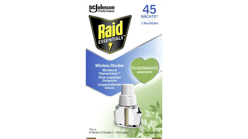 Raid Essentials Mücken-Stecker 45 Nächte Nachfüller 23 ml