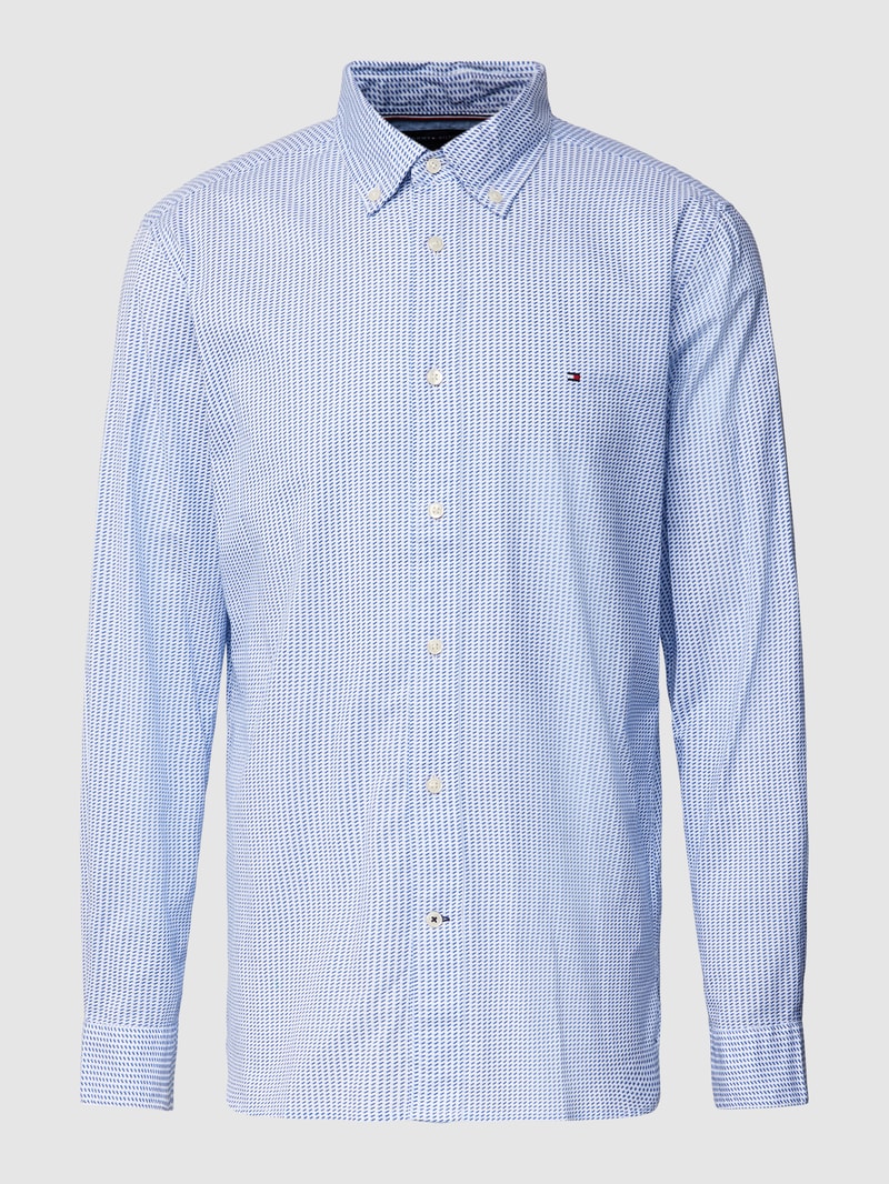 Regular Fit Freizeithemd mit Logo-Stitching Modell 'NATURAL SOFT' in hellblau