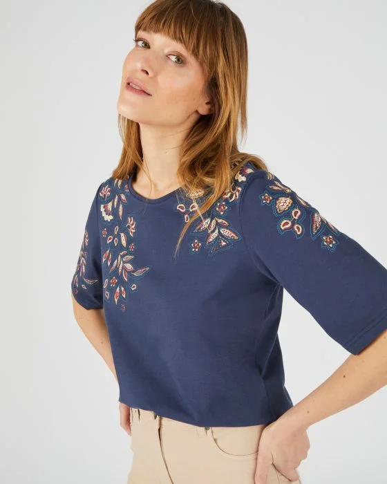 Tee-shirt imprimé placé floral