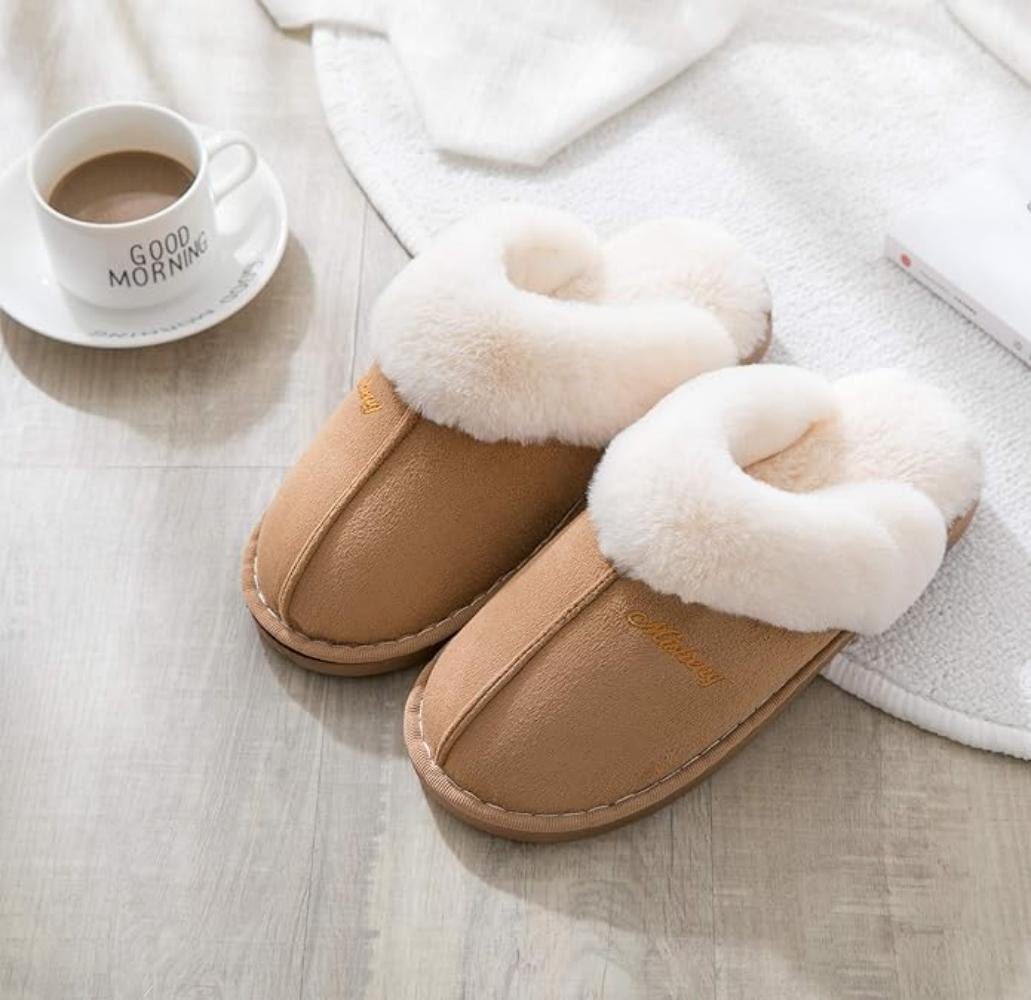 Blusmart Warme Hausschuhe Hausschuh (Anti-Rutsch Hausschuhe, Wärmeschuh, Winter Hausschuhe) Damen&Herren rutschfeste Baumwollschuhe Plüsch Hausschuhe