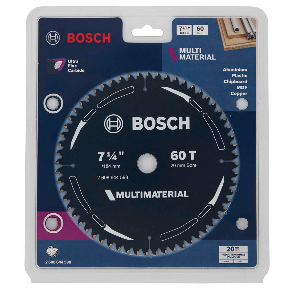 Disco de corte multiuso BOSCH TCT de 184 mm com 60 dentes – MULTIMATERIAL