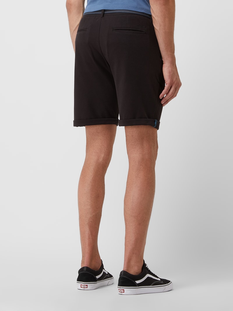 Chino-Shorts aus Piqué in schwarz