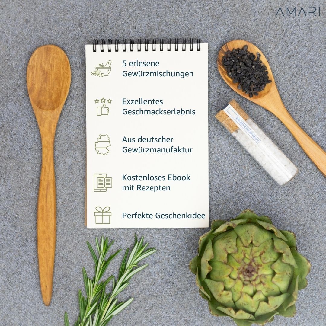 Amari Gewürzkarussell AMARI ® Gewürze Set – 5 erlesene Gewürze - BBQ, Italia, Salze