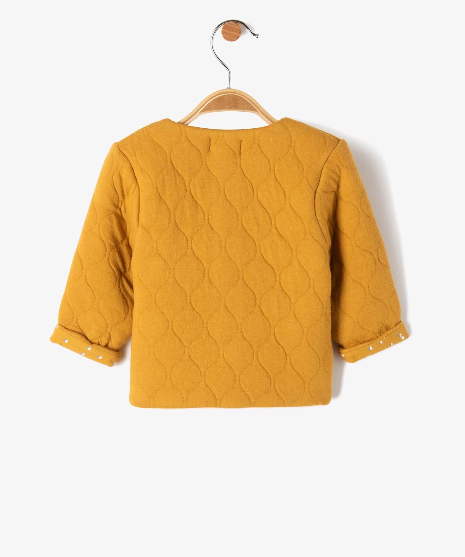 Gilet bébé en sweat matelassé et doublure imprimée jaune | GEMO