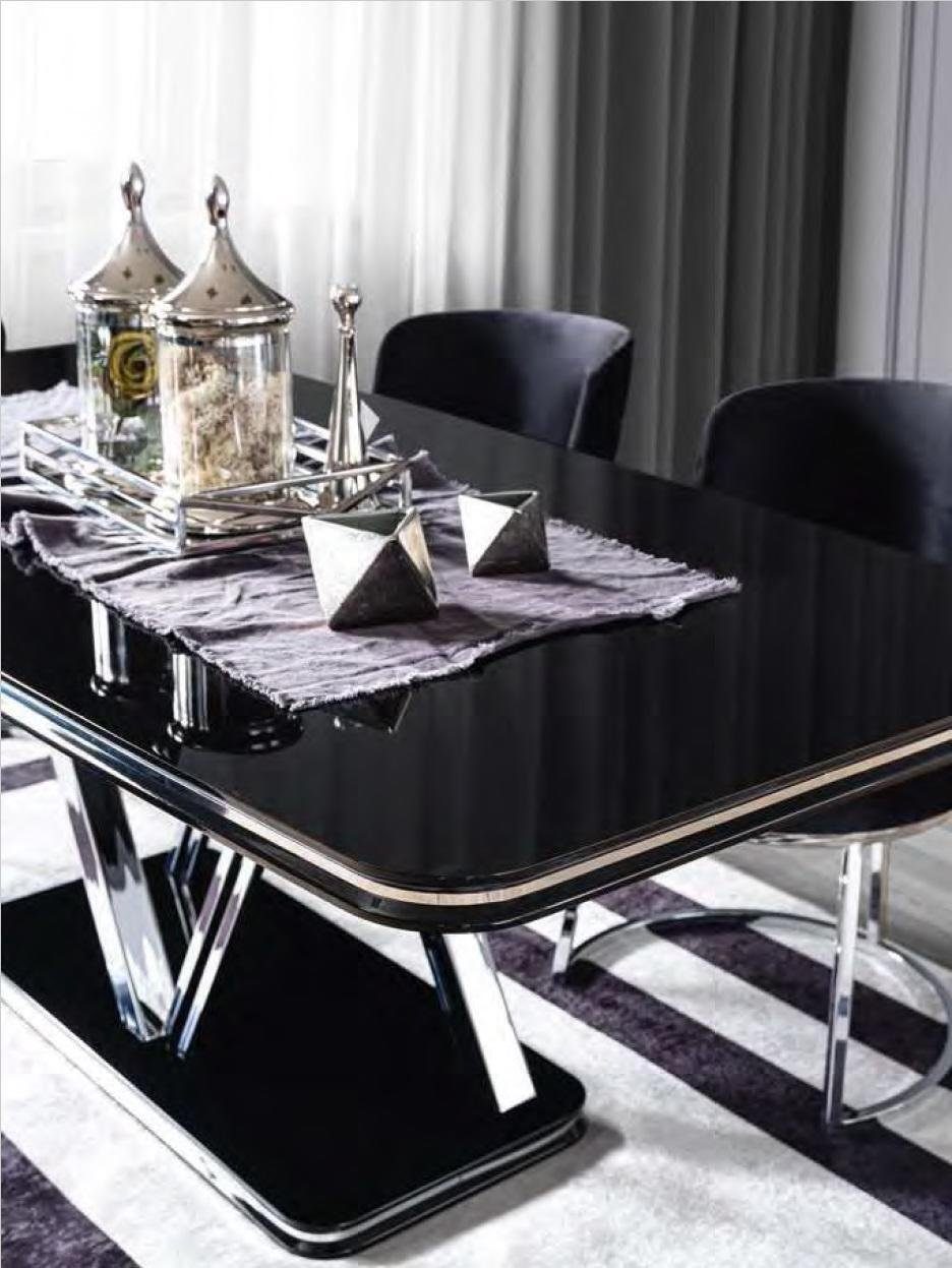 JVmoebel Essgruppe Schwarze Esszimmer Garnitur Luxus Esstisch 6x stühle Set 7tlg., (7-tlg., Esstisch / 6x Stühle), Made in Europa