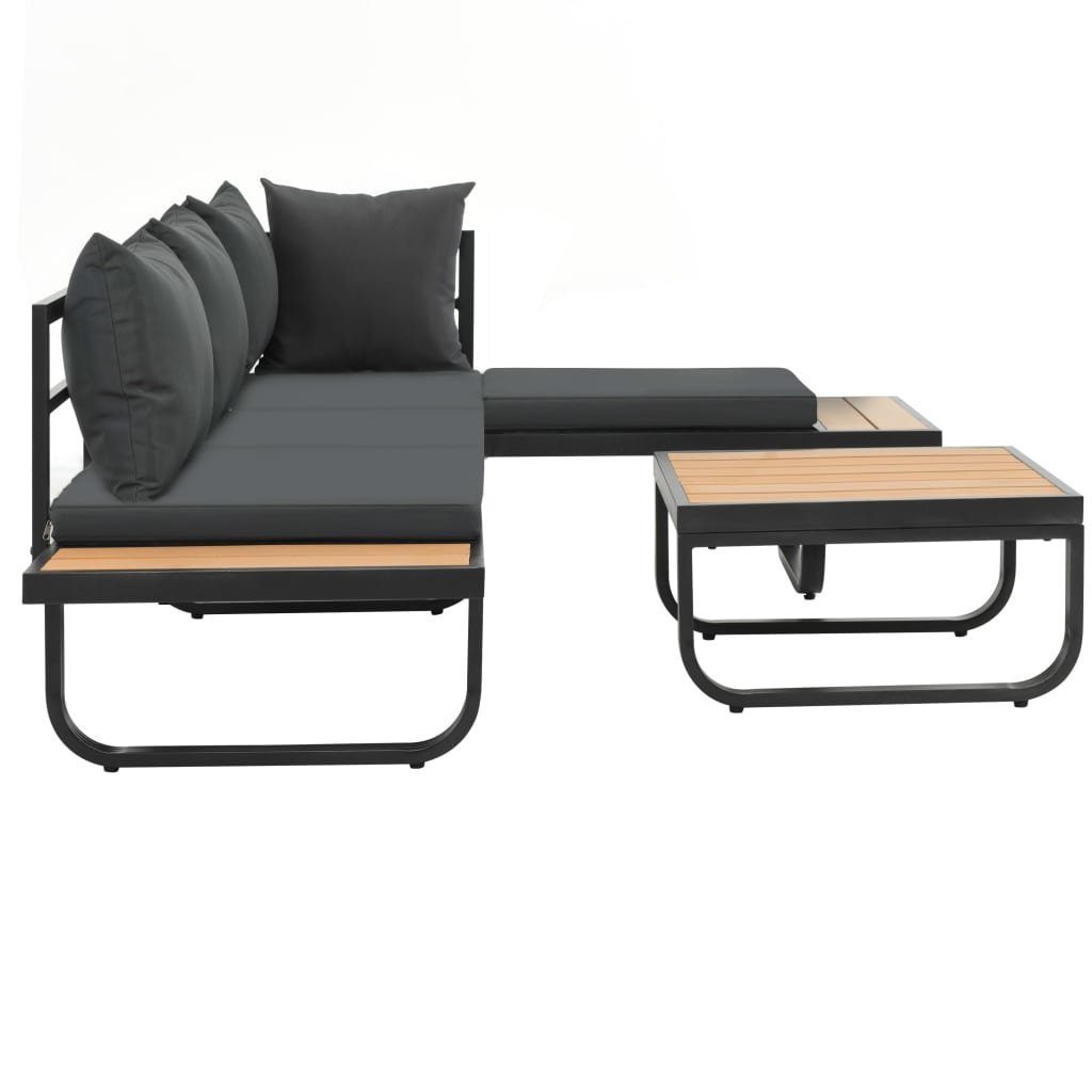 vidaXL Loungesofa 2-tlg. Garten-Ecksofa-Set mit Auflagen Aluminium WPC, 2 Teile