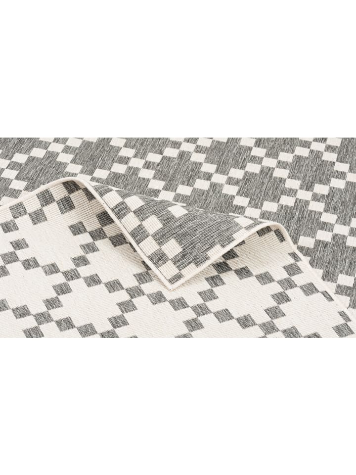 Pergamon In- und Outdoor Teppich Newport Modern Karo in Silber günstig kaufen