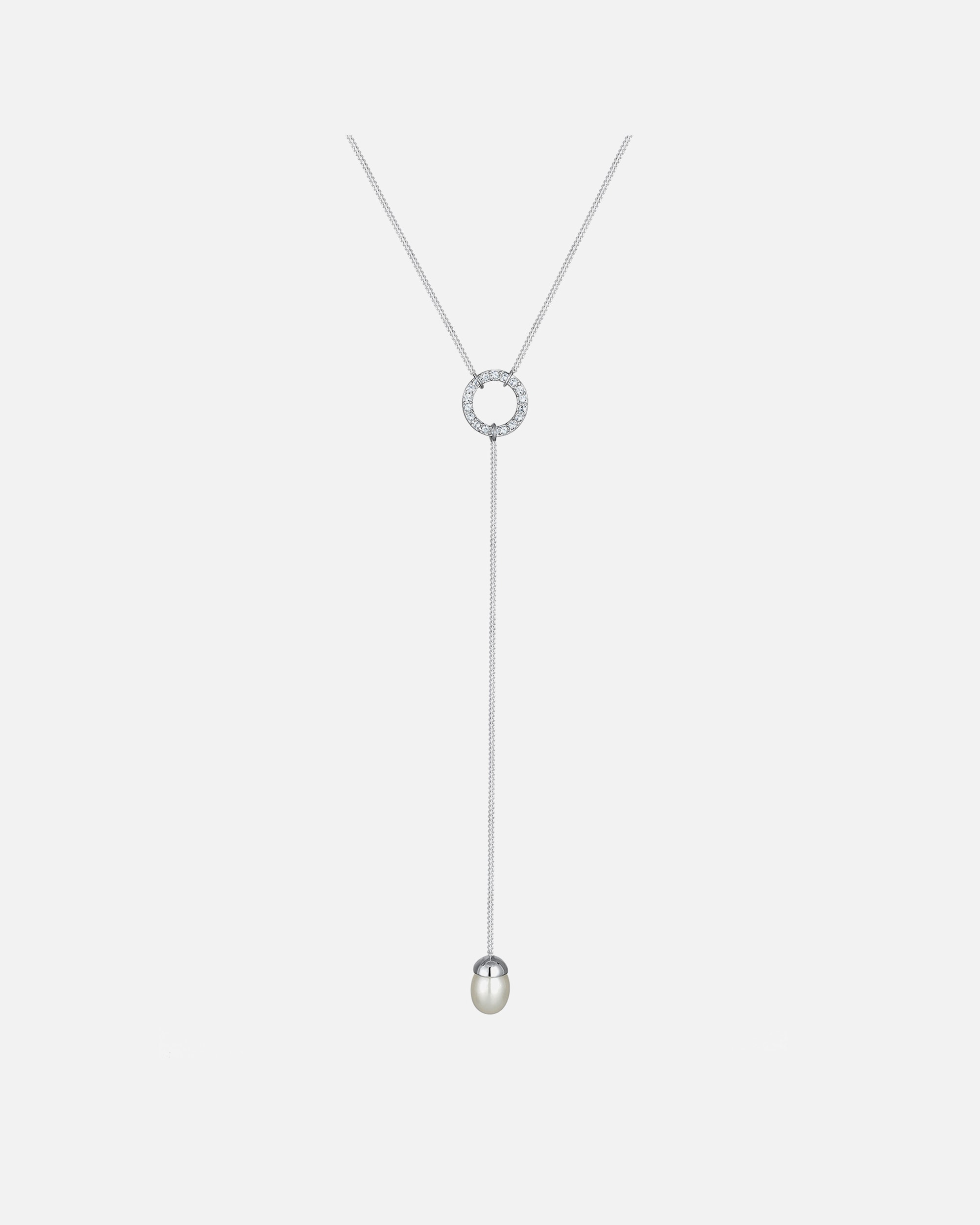Elli Women's Y-shaped necklace with crystals and freshwater cultured pearl in 925 sterling silver
