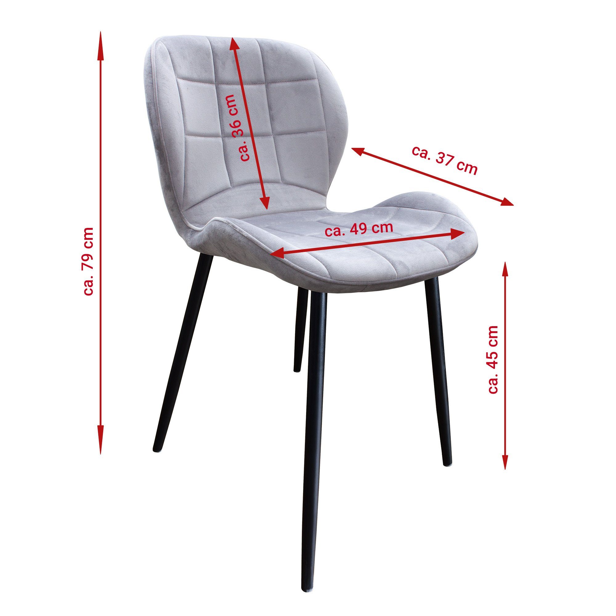 TRISENS Polsterstuhl Dorotea (1, 2, 3 oder 4 Stühle, 1 St), Essstuhl mit bequemer Polsterung Küchenstuhl in eleganter Samt-Optik