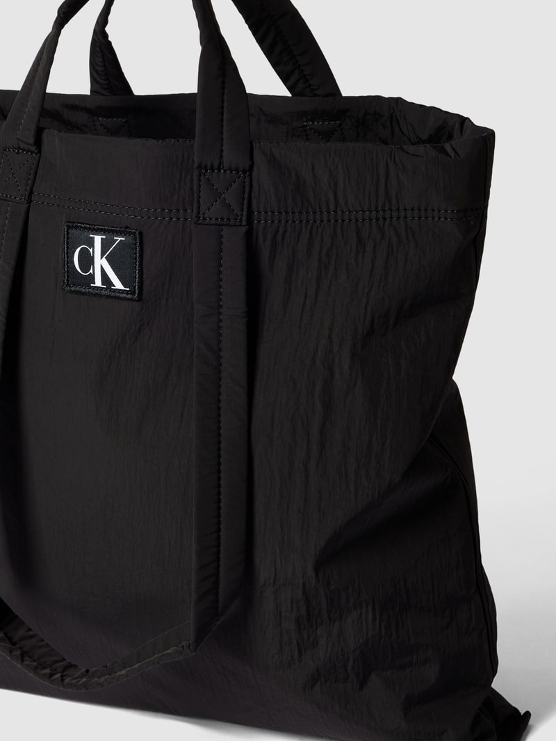 Tote Bag mit Label-Patch Modell 'City' in schwarz
