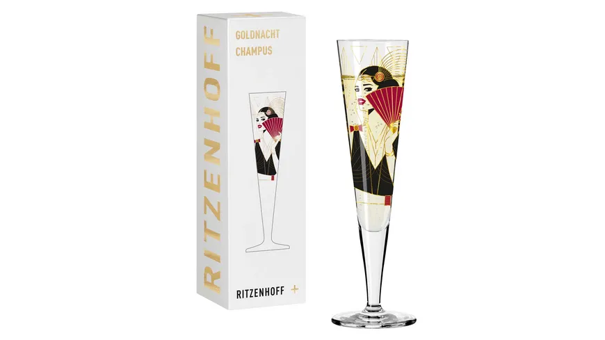 RITZENHOFF Champagnerglas Goldnacht #28 von Samy Halim Gold, Schwarz, Rot