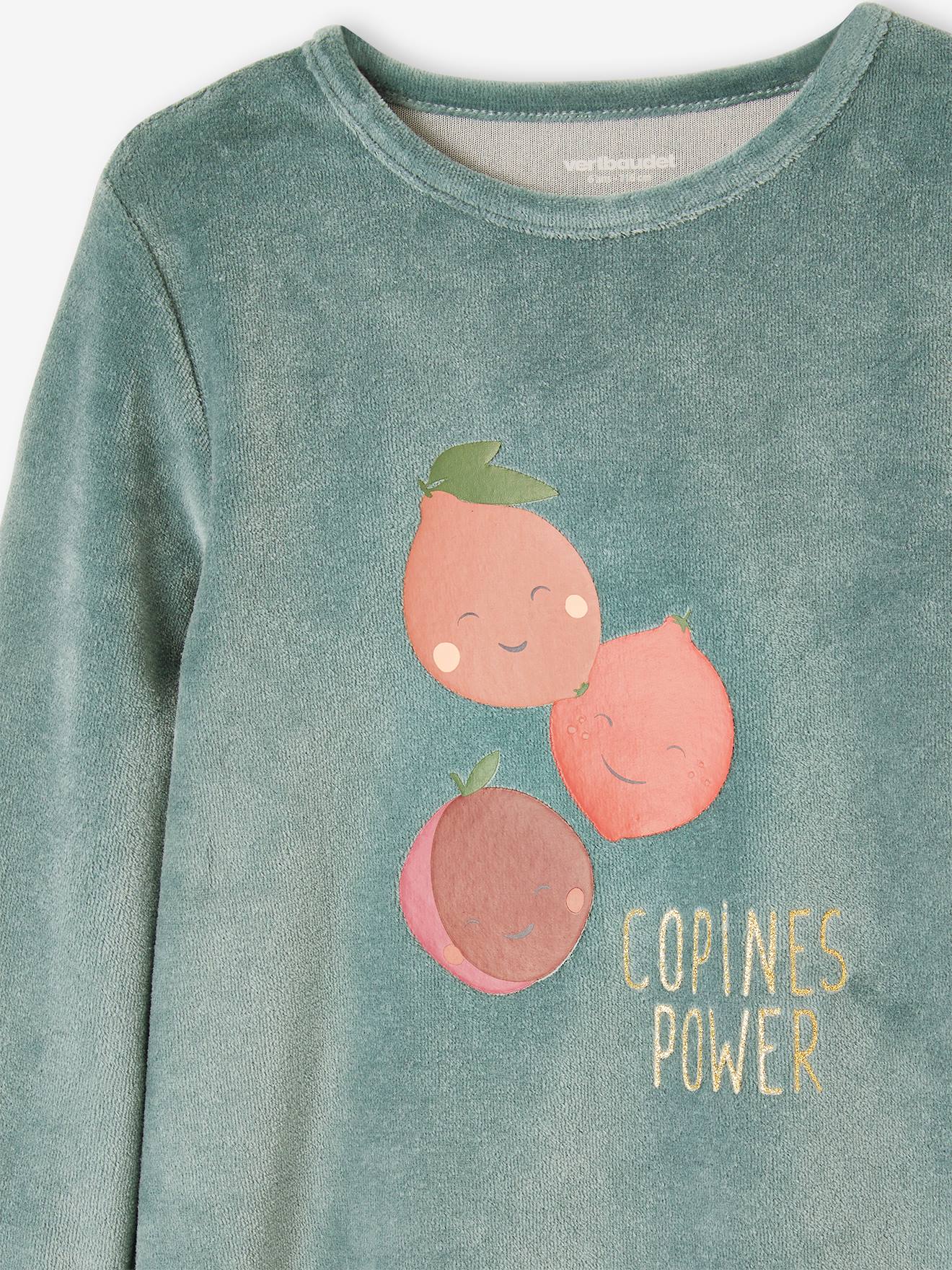 Pyjama fruits en velours fille pêche