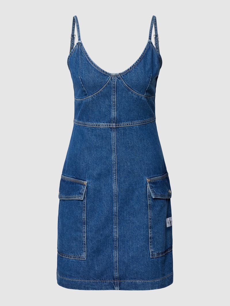 Jeanskleid mit Label-Patch Modell 'UTILITY' in jeans