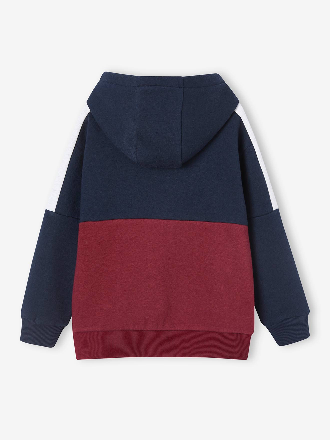 Sweat zippé à capuche effet colorblock sport garçon vert