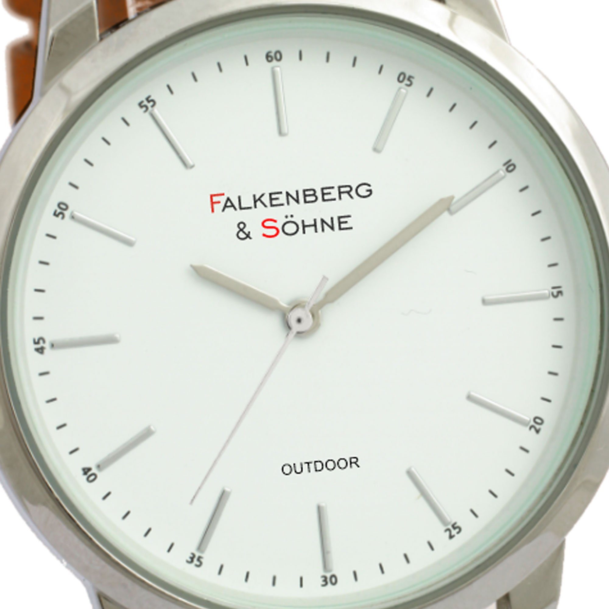 Falkenberg & Söhne Quarzuhr Damenarmbanduhr mit Lederarmband, japanisches Quarzuhwerk 36 mm Mineralglas Damenuhr Quarzuhr 18 mm